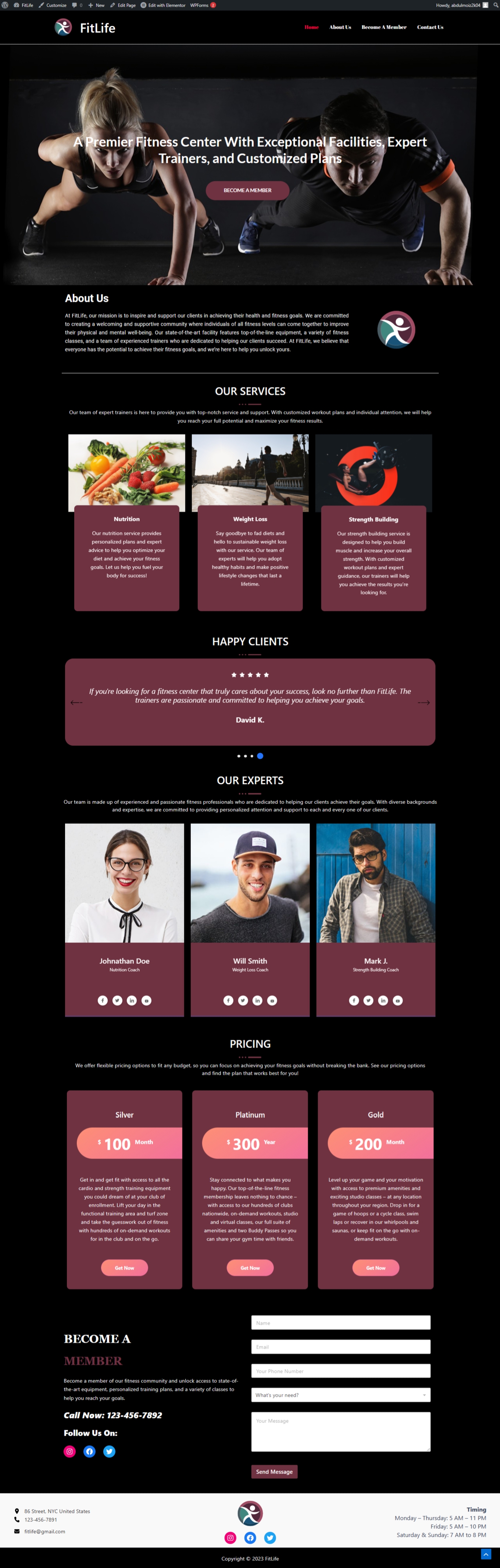 Gym Website Design